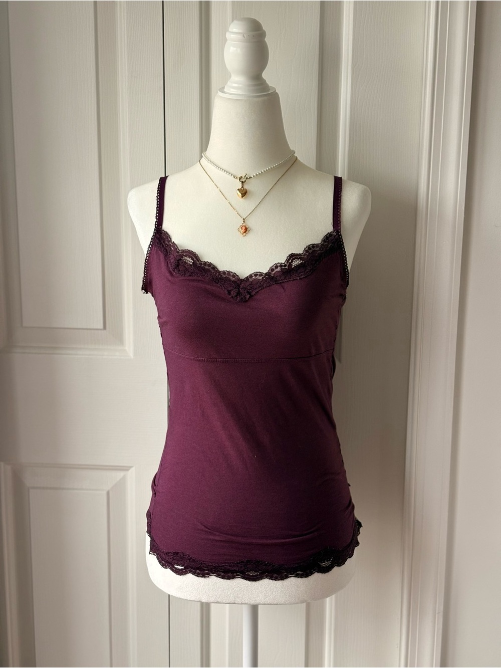 Elle Plum Lace-Trim Camisole